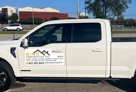 truck of Gino roofing company near me